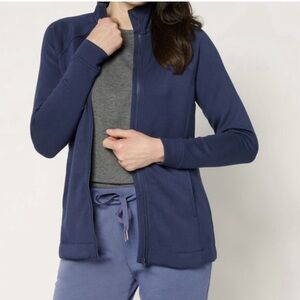 New Cuddl Duds Smooth Knit Jersey Full
Zip Jacket Navy Size XL